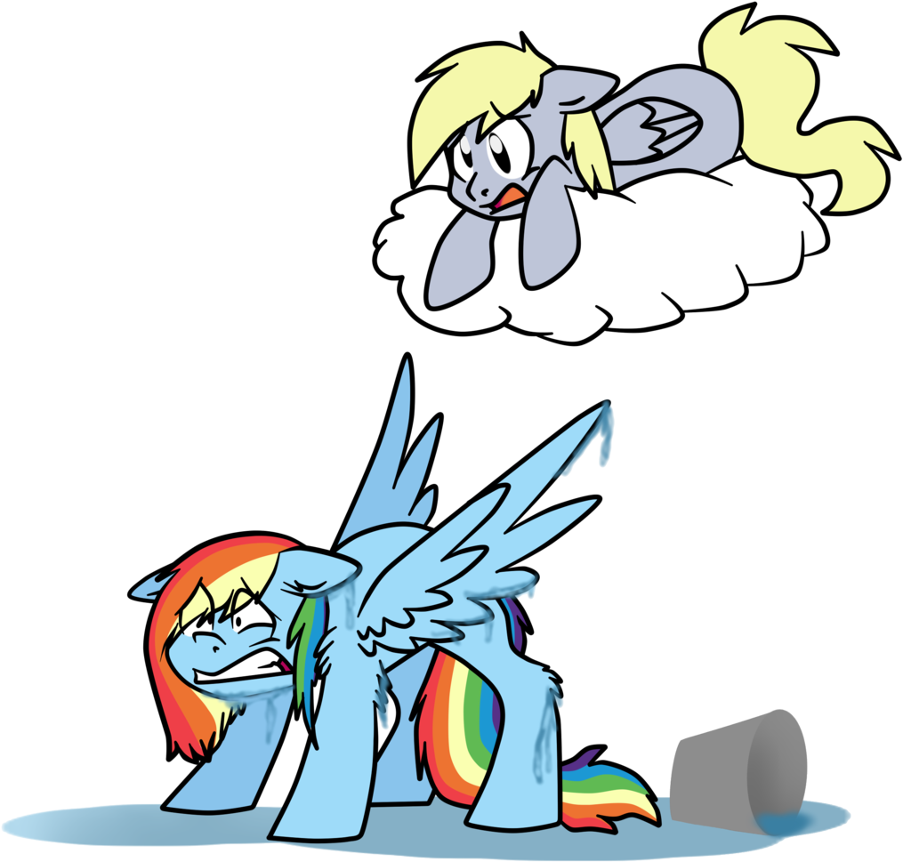 Chub-wub, Bucket, Cloud, Derpy Hooves, Duo, Female, - Cartoon (1067x1024)