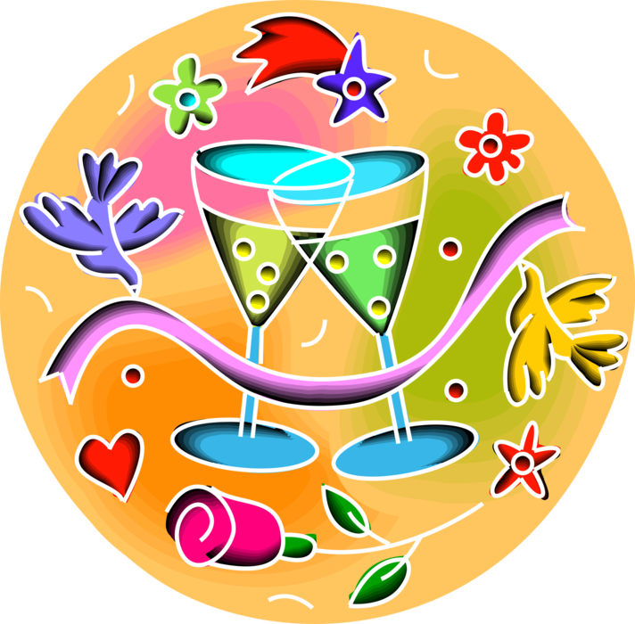 Vector Illustration Of Wedding Champagne Glasses In - Crocs Playcentre Logo (712x700)
