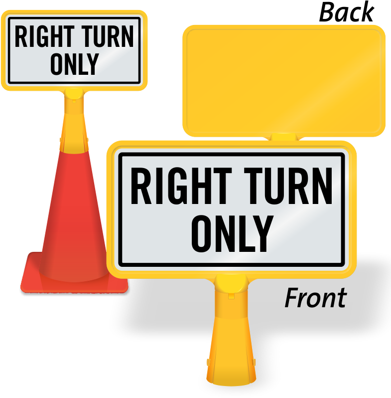 Right Turn Only Coneboss Sign - Right Turn Only Coneboss Sign (800x800)