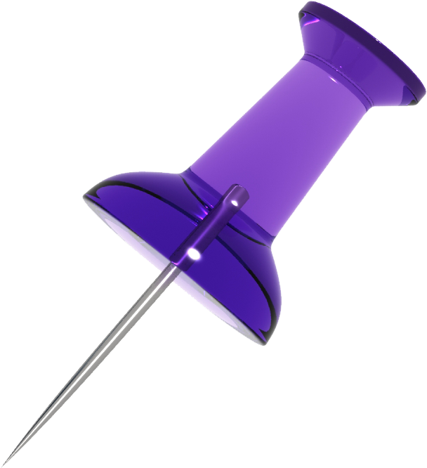 Purple Transparent - Drawing Pin (652x726)