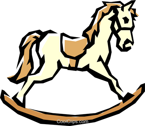 木马免版税矢量剪贴画插图 - The Rocking Horse Coffee Shop (480x418)