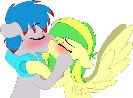 Artflicker, Blushing, Female, Kissing, Male, Musician, - Living Tombstone And Glaze (472x340)