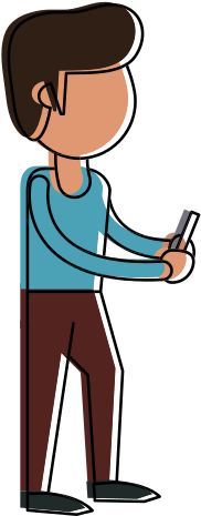 Man With Smartphone Cartoon - Cartoon (550x550)