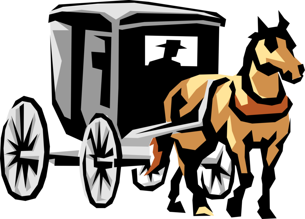 Horse Drawn Carriage Royalty Free Vector Clip Art Illustration - Horse Drawn Carriage Clipart (972x700)