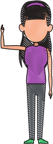 Standing Young Woman With Arm Raised Vector Illustration - Cartoon (550x550)
