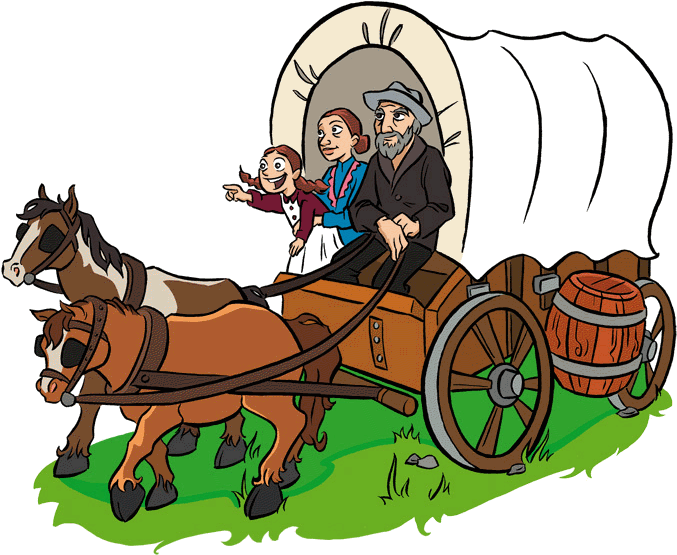 Das Waren Die Clantänzen Der Iren Und Der Schotten, - Planwagenfahrt Comic (680x585)