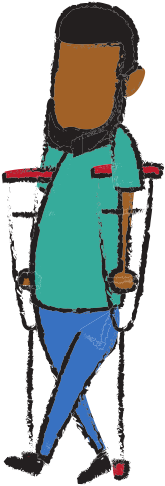 Cartoon Man Disability Walking - Crutch (550x550)