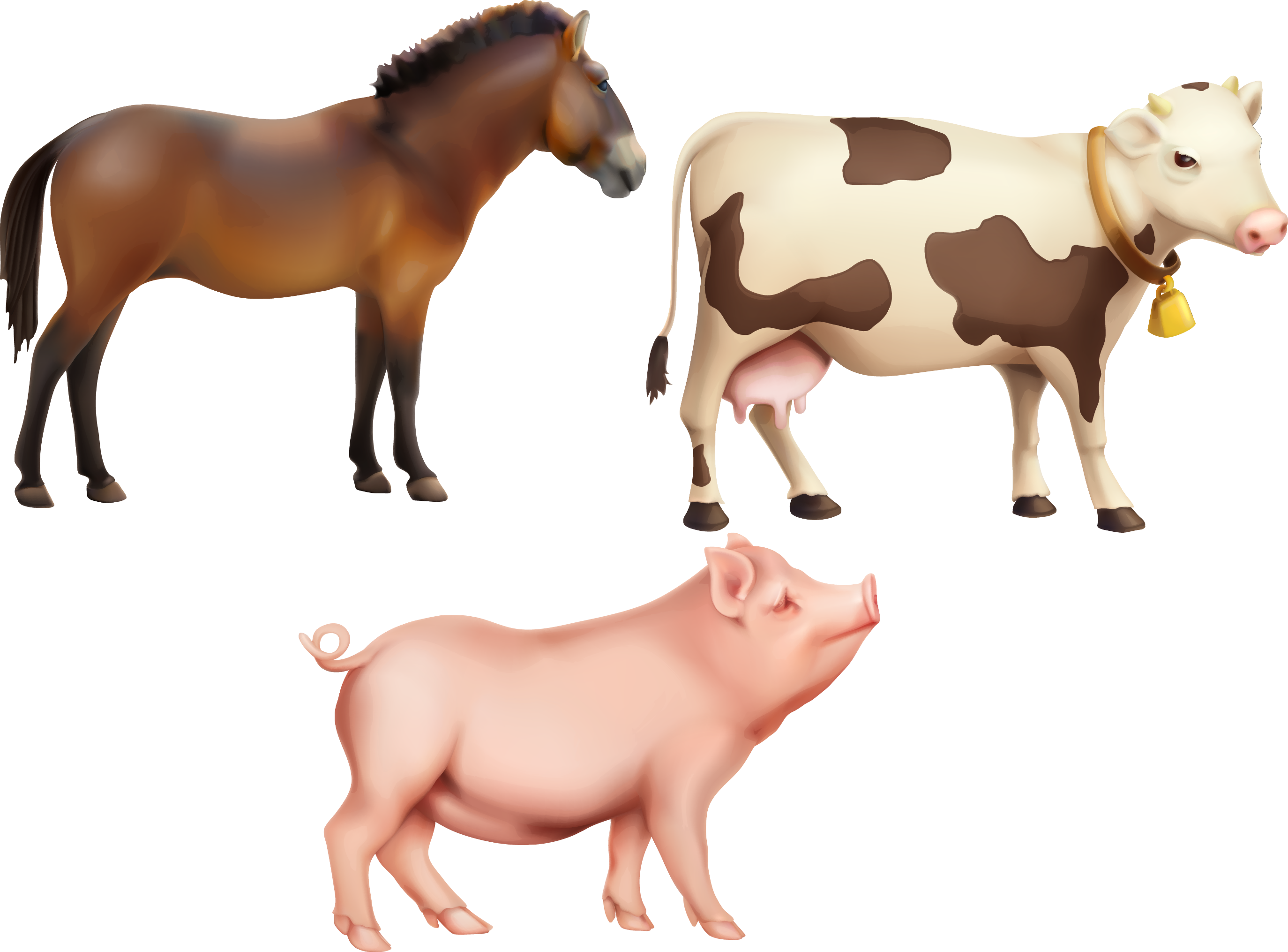 Ganado De La Granja De Caballos De Clip Art - Caballos Vacas Y Cerdos (2748x2030)