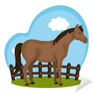 Vinilo Pixerstick Granja De Animales Caballo En El - Animal (400x400)