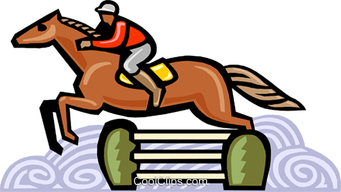 Horse Jumping Royalty Free Vector Clip Art Illustration - Horse Jumping Clipart (480x271)