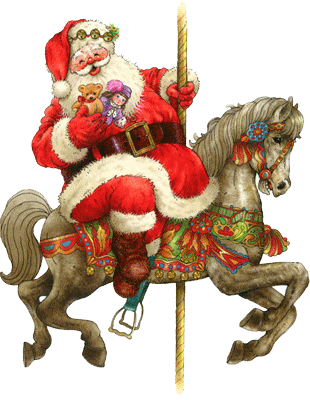 Christmas Santa On Carousel Horse - Child Carousel (310x400)