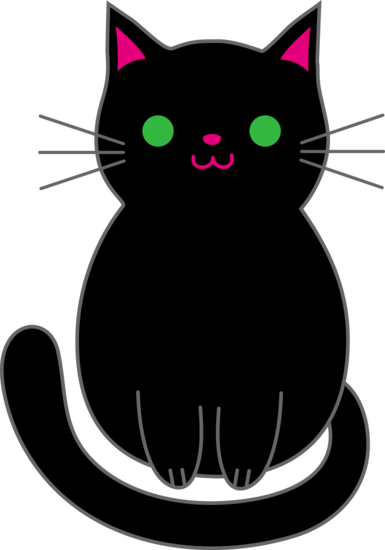 Chubby Black Cat - Kittens Clipart (385x550)