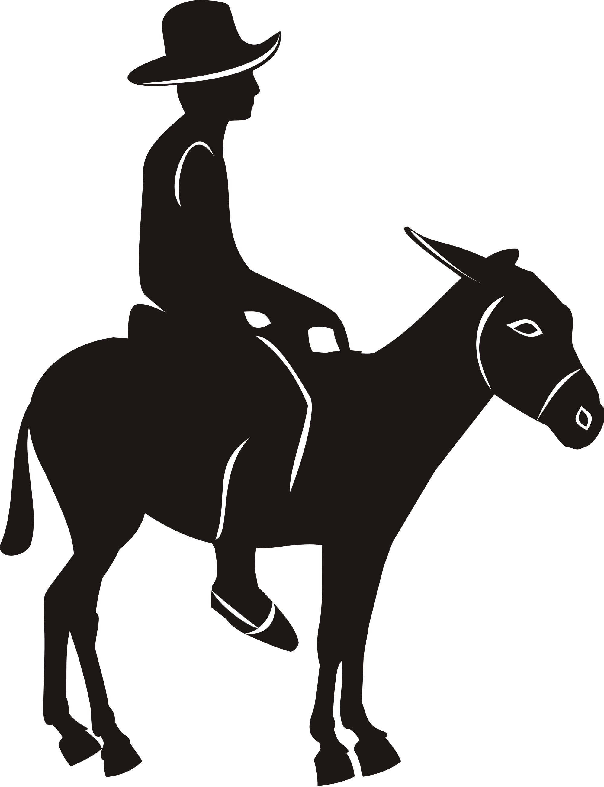 Donkey Clipart Rider - Riding A Donkey Silhouette (2000x2605)
