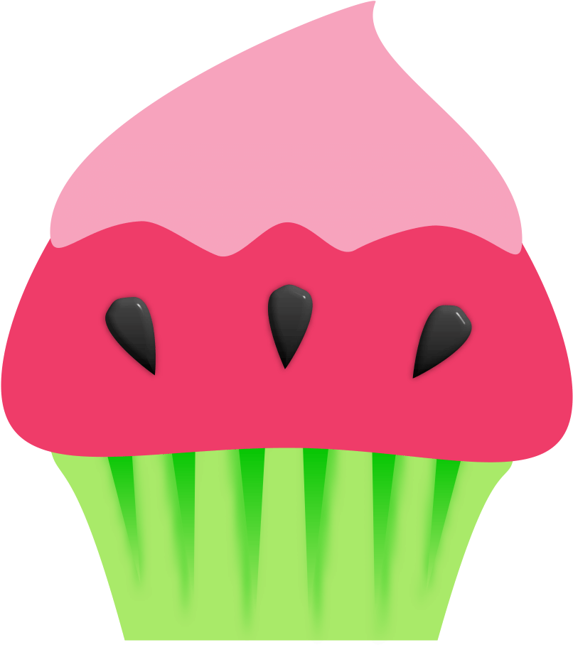 Summer August Clipart - Cupcake Water Melon Clip Art (971x942)