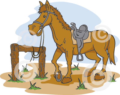 Funny Horse Clipart - Western Horse Funny Cartoon (400x317)