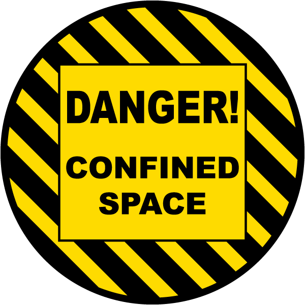 Danger Confined Space Floor Sign - Ergomat - Durastripe Rectangular Peel & Stick Floor (600x600)