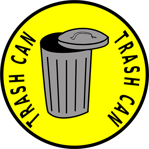 Trash Can Floor Sign - The Whisper House (500x500)