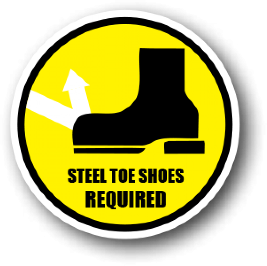 Safety Floor Sign, Steel Toe Shoes Required - Ergomat - Durastripe Circular Peel & Stick Floor (927x1000)
