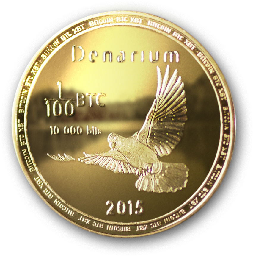 Denarium 1/100 Btc Gold Plated - Get Physical Bitcoins (900x900)