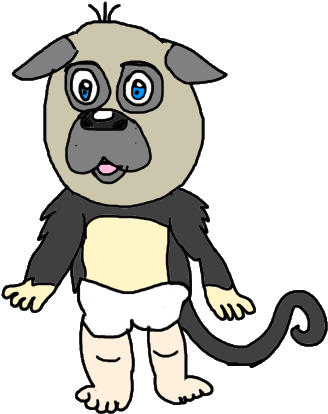 Puppy Monkey Baby Drawing Puppymonkeyba Kallytoonsstudios - Puppy Monkey Baby Drawing (370x444)