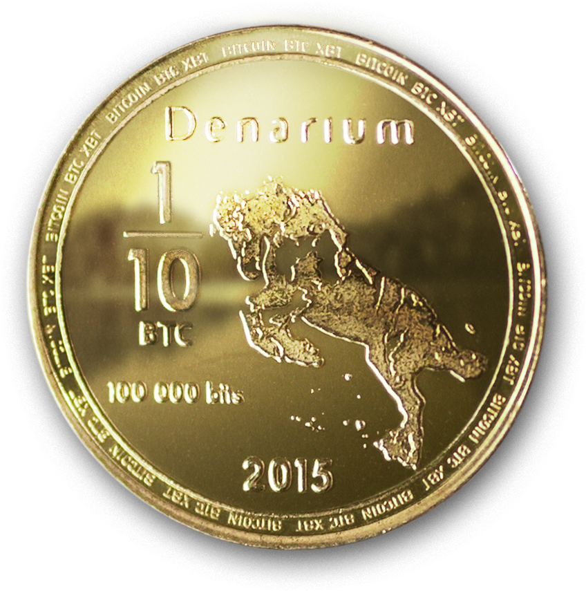 Denarium 1/10 Btc Gold Plated - Denarium Coins (900x900)
