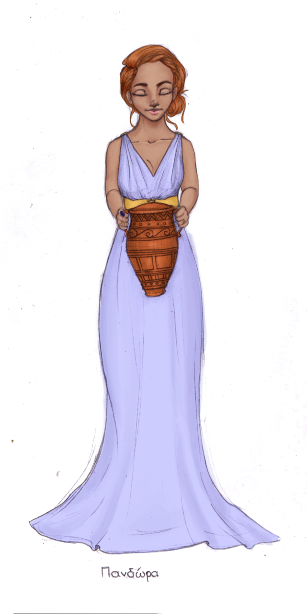 28 Collection Of Pandora Greek Mythology Drawing - Pandora Greek Mythology Cartoon (632x1264)