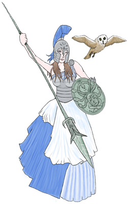 Greek God Athena Drawing Greek Mythology Pictures, - Cartoon (300x424)