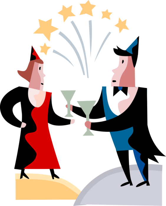 Vector Illustration Of New Years Eve Celebration With - Cartoon (563x700)