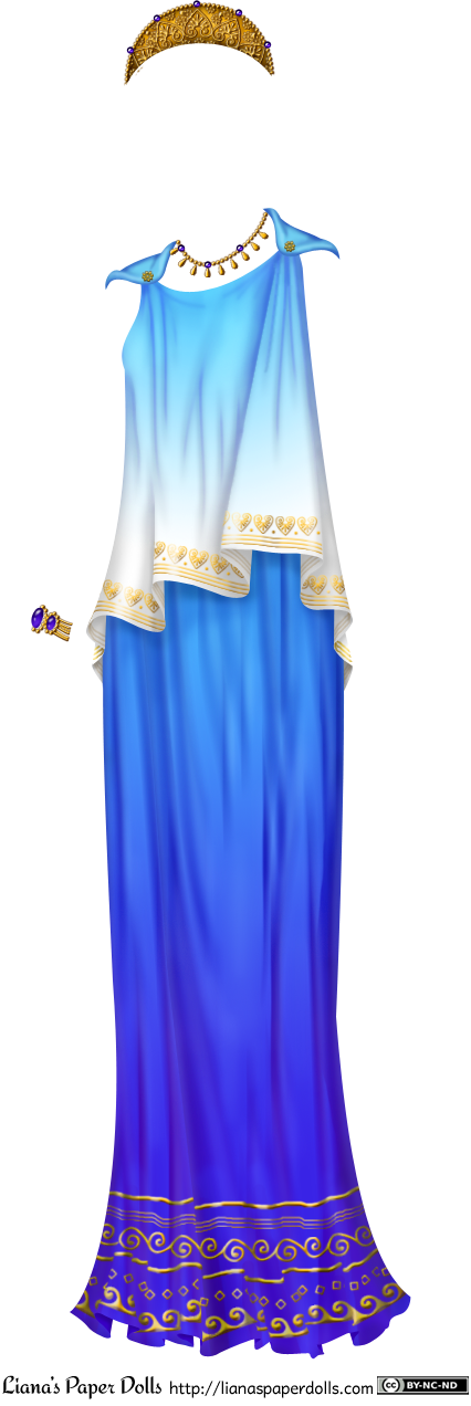 A Blue Peplos, Which Is A Sleeveless Draped Garment - Ancient Greece Clothes Drawing (426x1272)