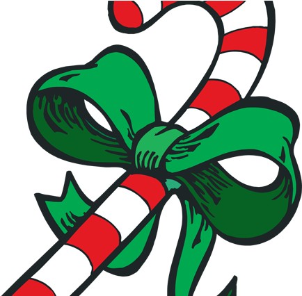 462 X 600 - Candy Cane With Bow (462x425)