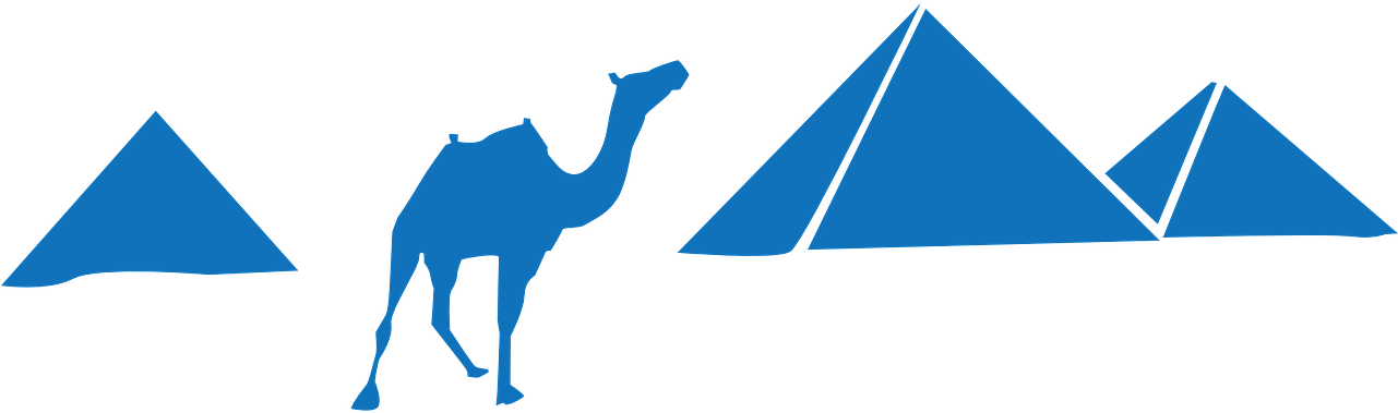 Pyramids Camel Blue Silhouette Transparent Image - Pyramids Of Giza Vector (1280x640)