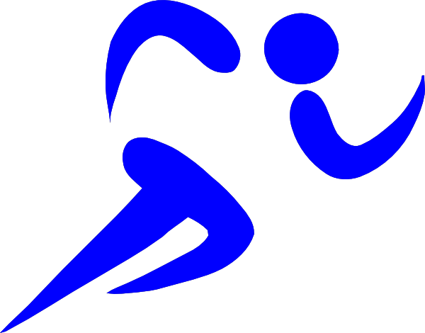 Blue Athlete Clip Art - Cartoon Runner (600x470)