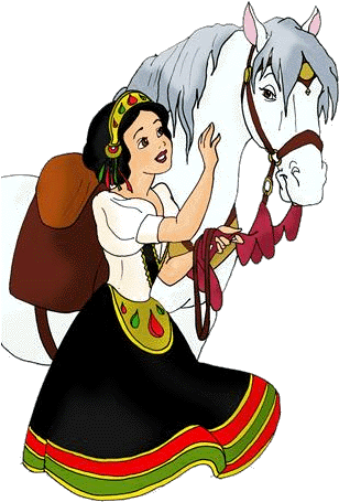 Snow White And The Seven Dwarfs Clipart Snow White's - Snow White And Her Horse (323x464)