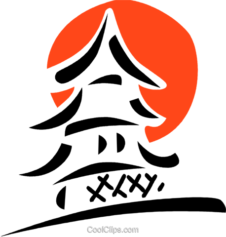 Japanese Temple Royalty Free Vector Clip Art Illustration - Japones Vetor Png (458x480)