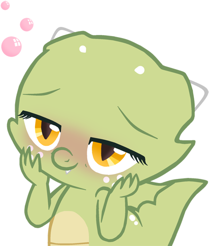 Queencold, Blushing, Bubble, Dragon, Dragoness, Dragon - Cartoon (450x492)