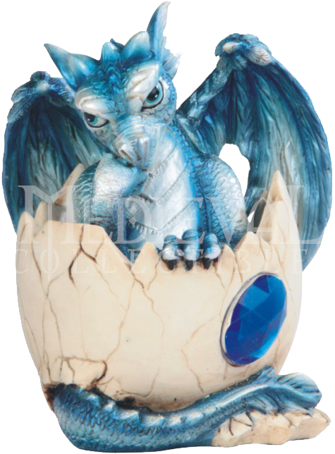 Newly Hatched Sapphire Dragon Statue - Blue Baby Dragons (700x700)
