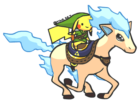 Link And Shiny Eponyta By Mnrart - Pokemon Link Gif (460x390)