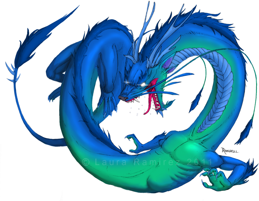 Blue Dragon Clipart Transparent - Digital Art (900x701)