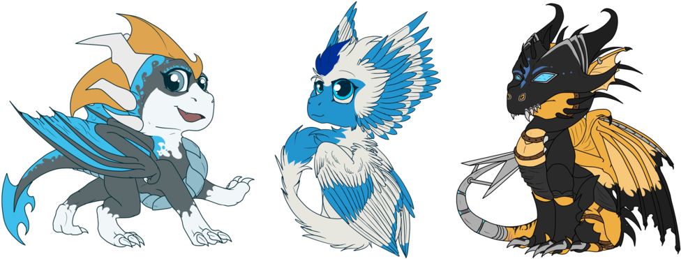 Cute Chibi Dragon Set4 Contest By Anais Thunder Pen - Cartoon (1024x428)