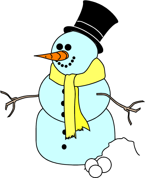 Snowman Hat Clipart - Snowman With Yellow Scarf (600x600)