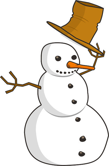 Hat Snowman, Friendly, Greeting, Snow, Winter, Waving, - Snowman Clip Art (422x640)