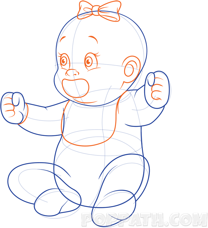 How To Draw A Baby With A Pacifier Pop Path - Cartoon (1000x1000)