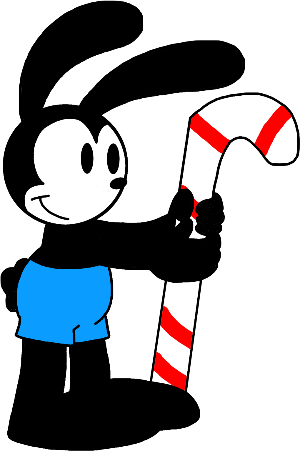 Oswald With Giant Candy Cane By Marcospower1996 - Cartoon (1600x1600)