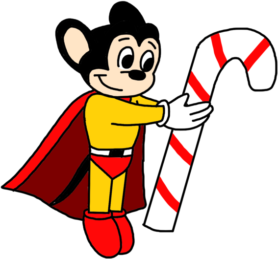 Mighty Mouse With Candy Cane By Marcospower1996 - Cartoon (894x894)