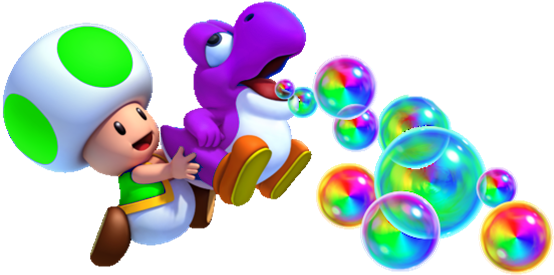 Green Toad And Yoshi - Blue Toad And Yoshi (642x449)