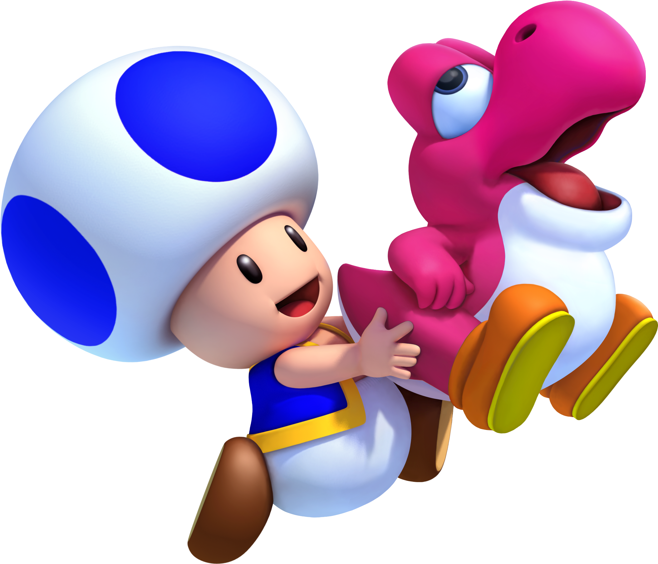 Magenta Yoshi And Blue Toad Nsmbw2 2012 - Blue Toad And Yoshi (2158x1857)