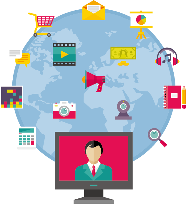 Internet World Wide Web Flat Design Illustration - Internet (632x694)