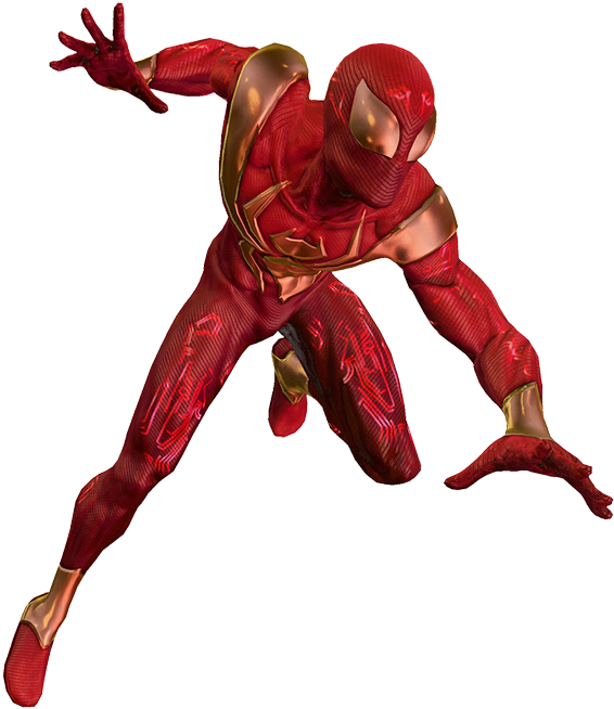 Iron Spiderman Png Free Download - Spider Man Shattered Dimensions Suit (576x667)