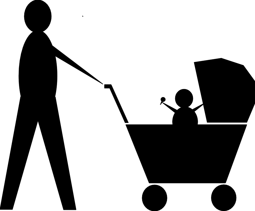 Mother Pushing - Pram Clip Art (872x723)