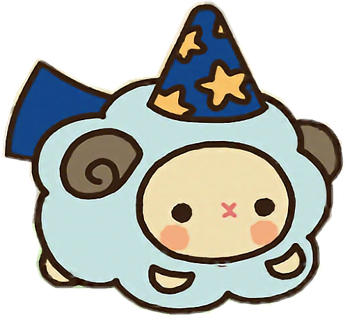 Sheep Cute Kawaii Adorable Blue Wizard Sorcerer Supersh - Kawaii (496x458)
